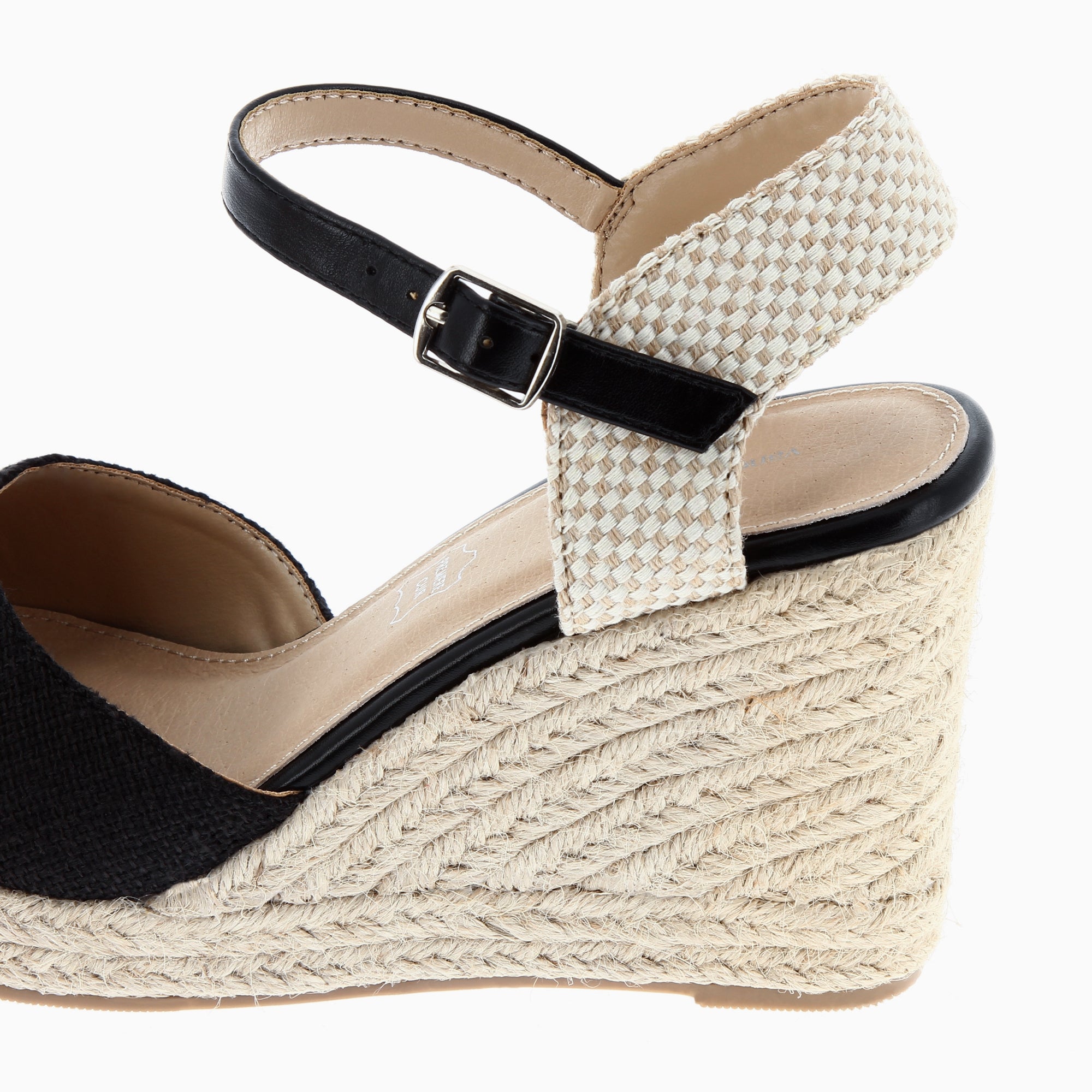 Sandales à talon, Compensées-Sandales compensées Lilou noires effet tissé