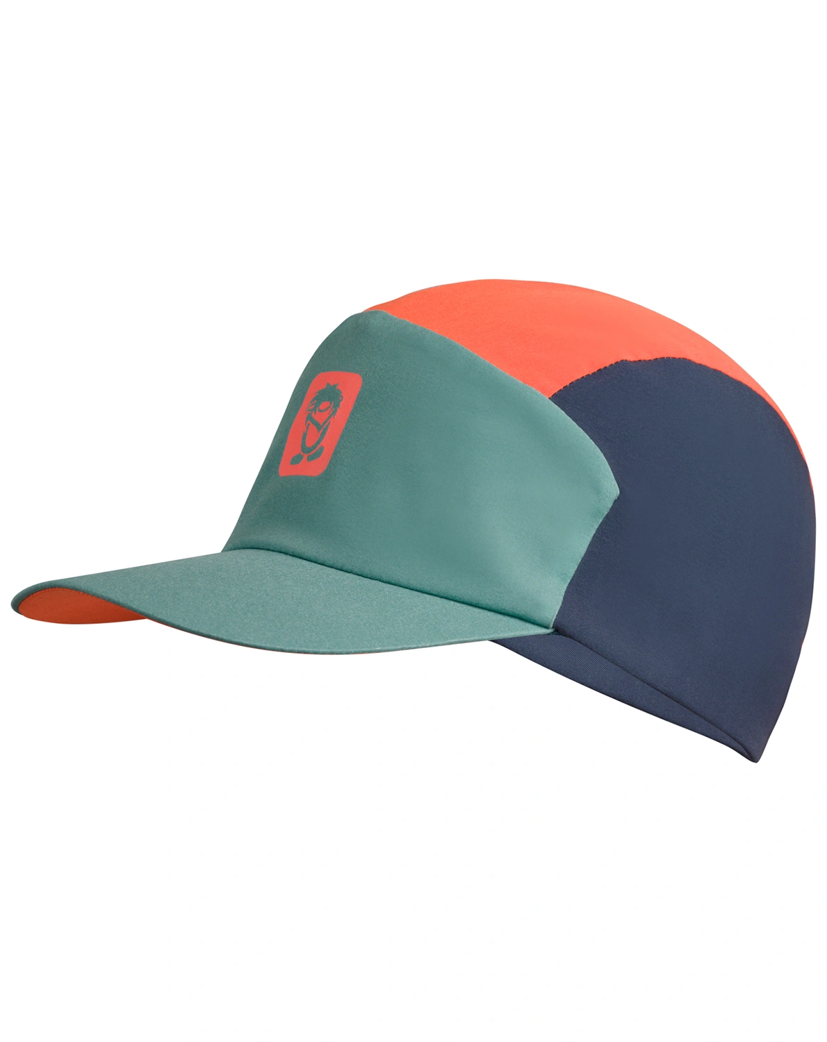 Basecap COLORBLOCK in dusky turquoise/glow orange/dark navy