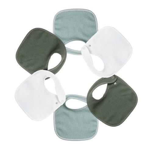 Lot 6 bavoirs naissance nid d'abeille Vert - TROIS KILOS SEPT