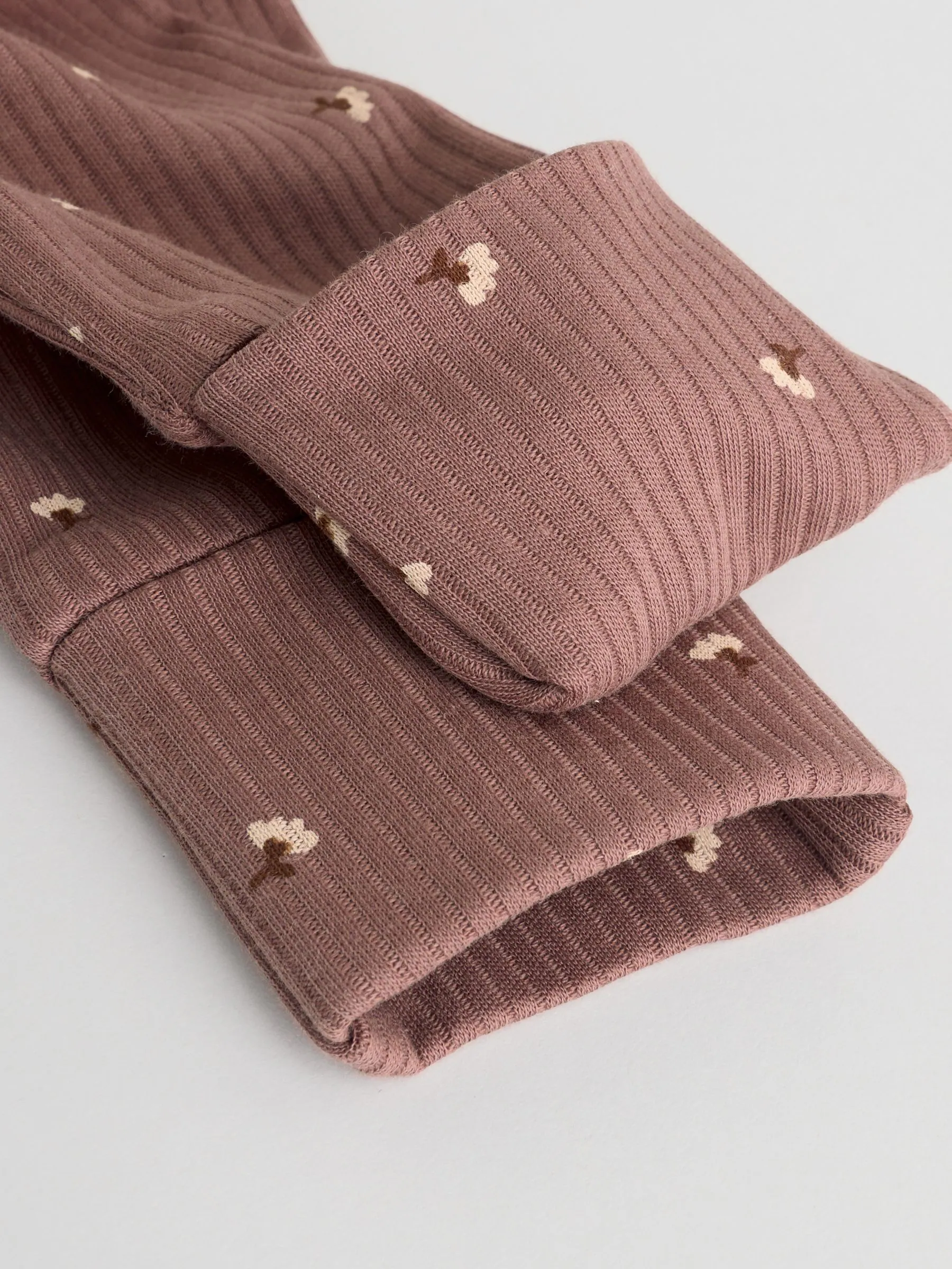 Bruin met fijne bloemenprint - Verpakking van 3 babypyjama's (0-2jr)