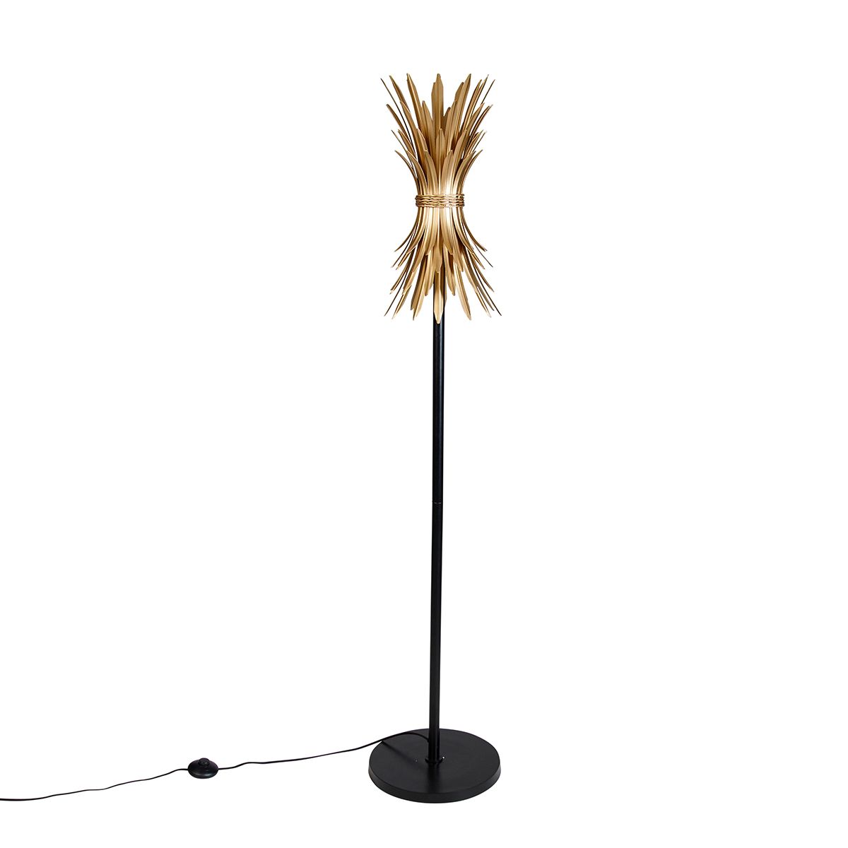 Art Deco vloerlamp goud met zwart - Wesley