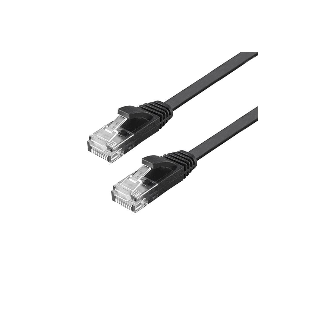 NÖRDIC Cat6 U/UTP flat nettverkskabel 7,5m 250MHz båndbredde og 10Gbps overføringshastighet svart