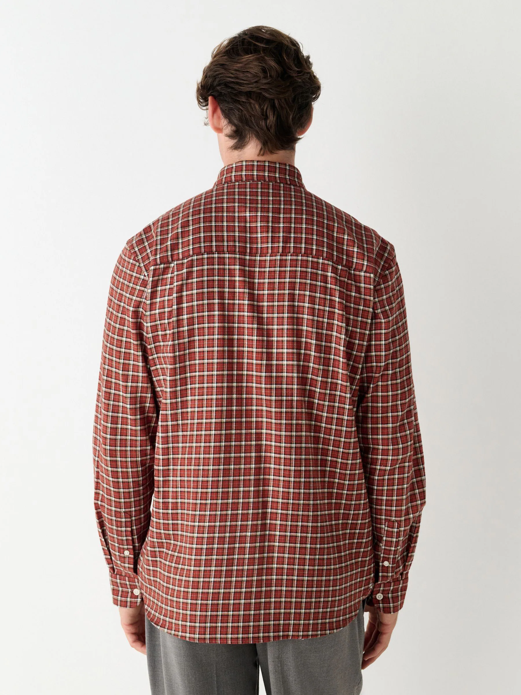 Rust Orange Grid Check - Geborsteld flanellen overhemd