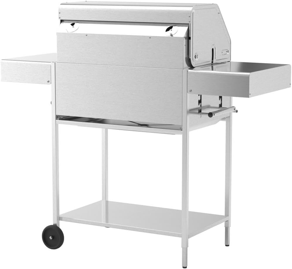 Schickling Holzkohlegrill 'Walter XL - Classic' BBQ Grillwagen aus hochwertigem Edelstahl mit doppelwandigem Grilldeckel - Made in Germany: 5-Fach verstellbar, 4-teiliger Rost, Grillfläche: 71x45cm