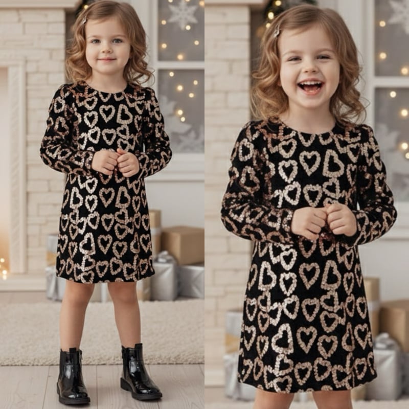 Glitter heart dress - goud