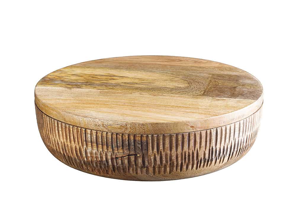 Handgefertigte Schale PURE NATURE 40cm natur Mangoholz rund mit Deckel Schmuck-Dose