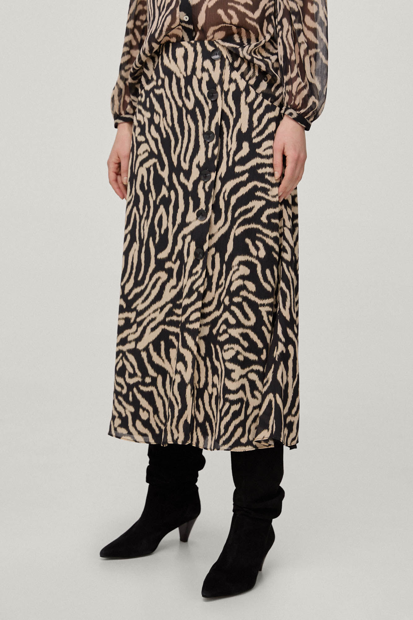 Saia com estampa de zebra - Cinza