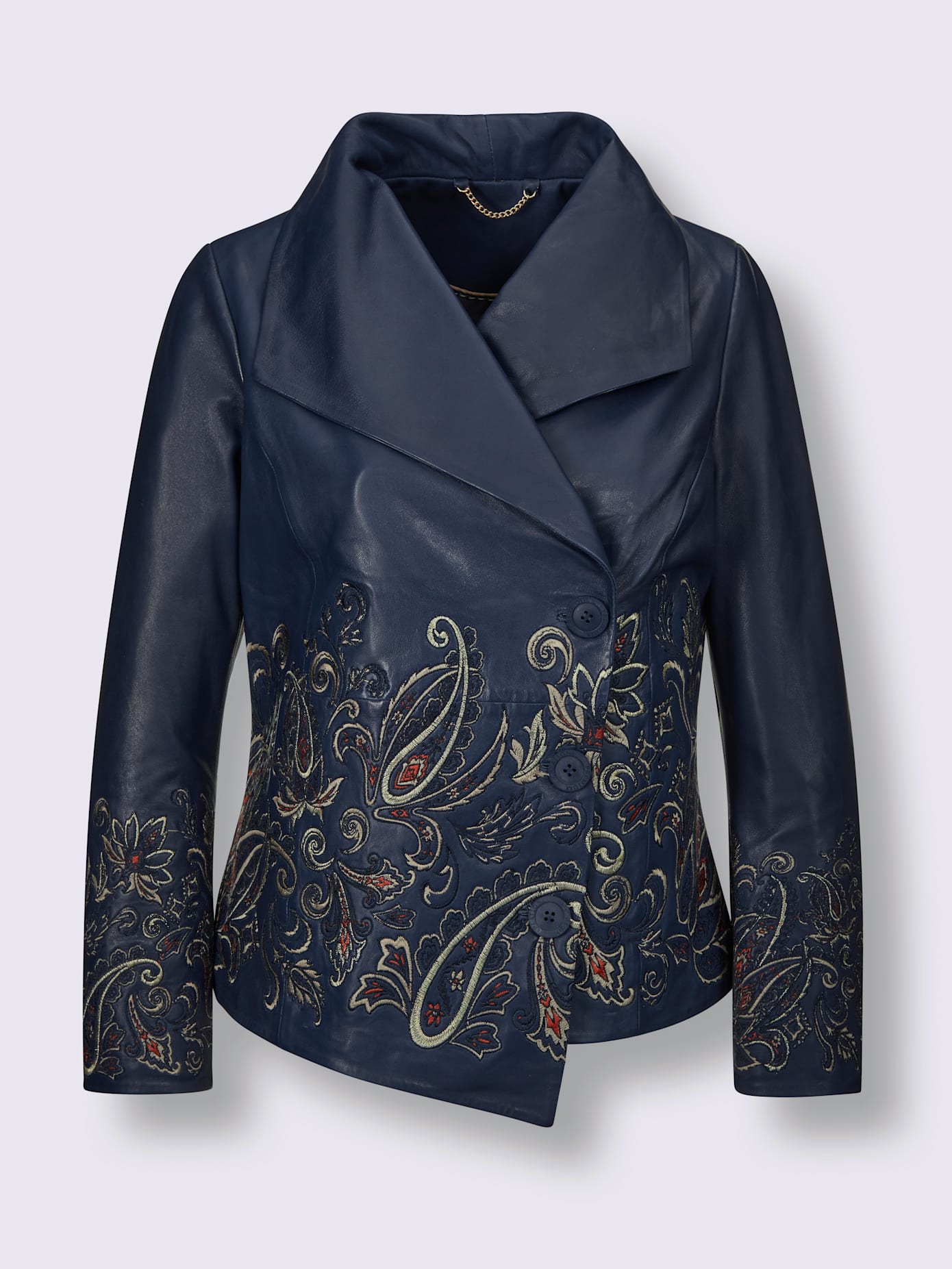 Blazer en cuir d'agneau nappa jolie broderie