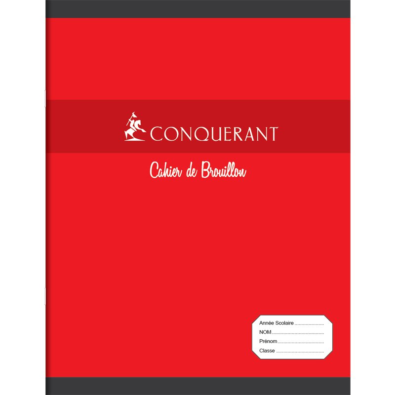 Cahier piqué Conquérant Sept 17 x 22 cm brouillon grands carreaux 48 pages