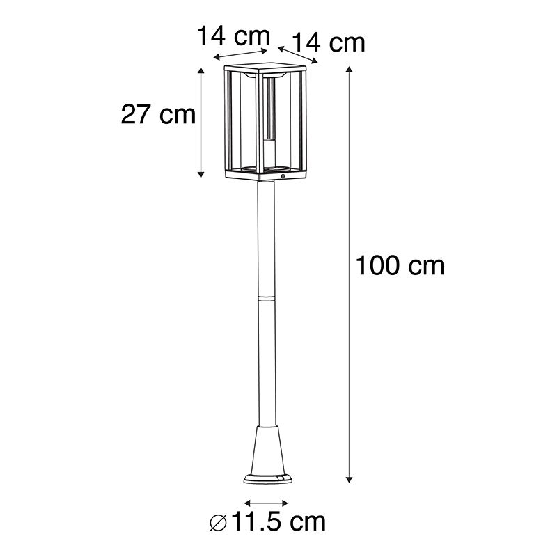 Industriële staande buitenlamp zwart 100 cm IP44 - Charlois