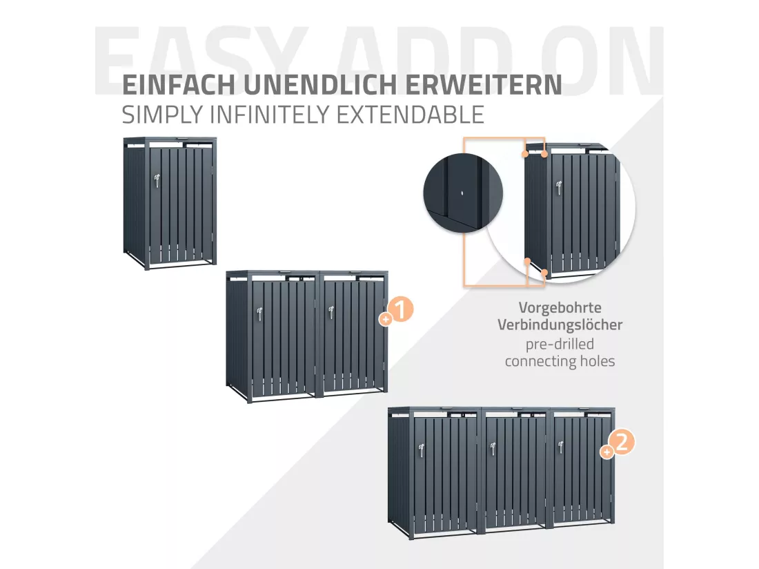 Abri pour poubelles anthracite cache-poubelle boîte de rangement 240 L 68x80 cm