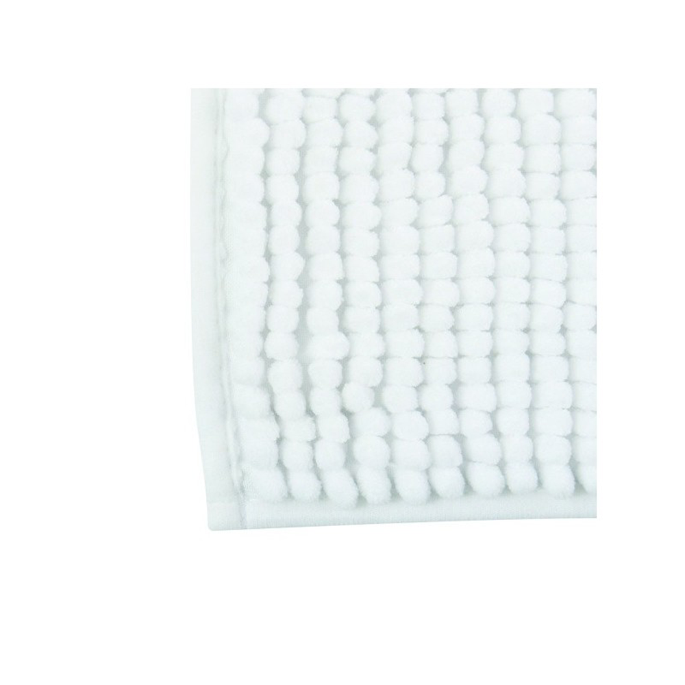 (40x60cm) Chenille Mikrofaser Badteppich Anti-Rutsch Dusch Matte Badewannen Vorleger (141614) - Weiss