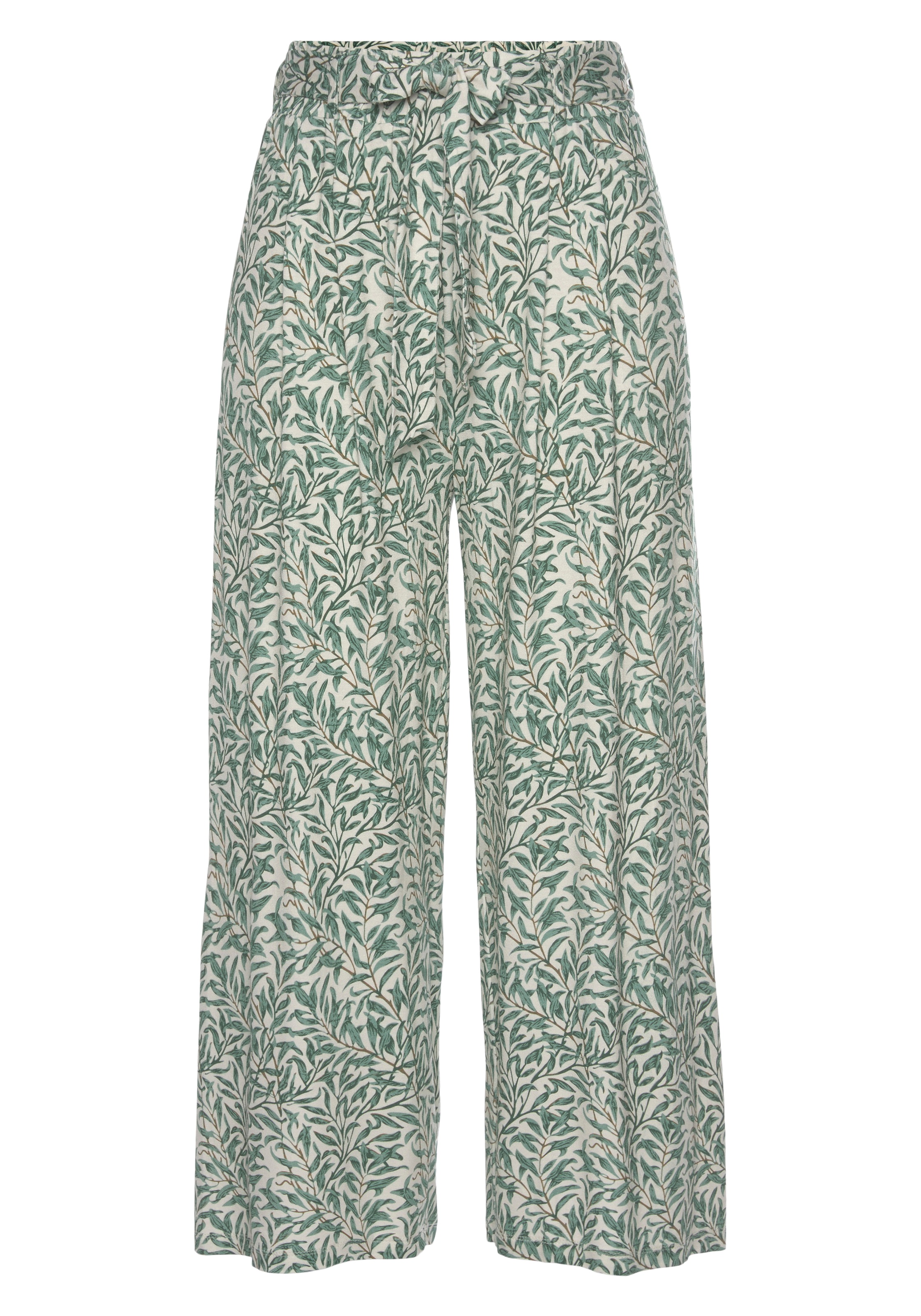 Beachtime Culotte  mit Blätterdruck und Bindeband, luftig-leichte Sommerhose