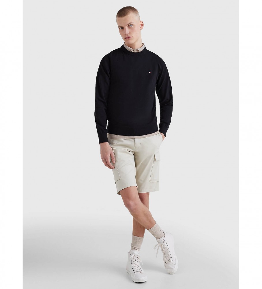Suéter Tommy Hilfiger 1985 com gola redonda, preto