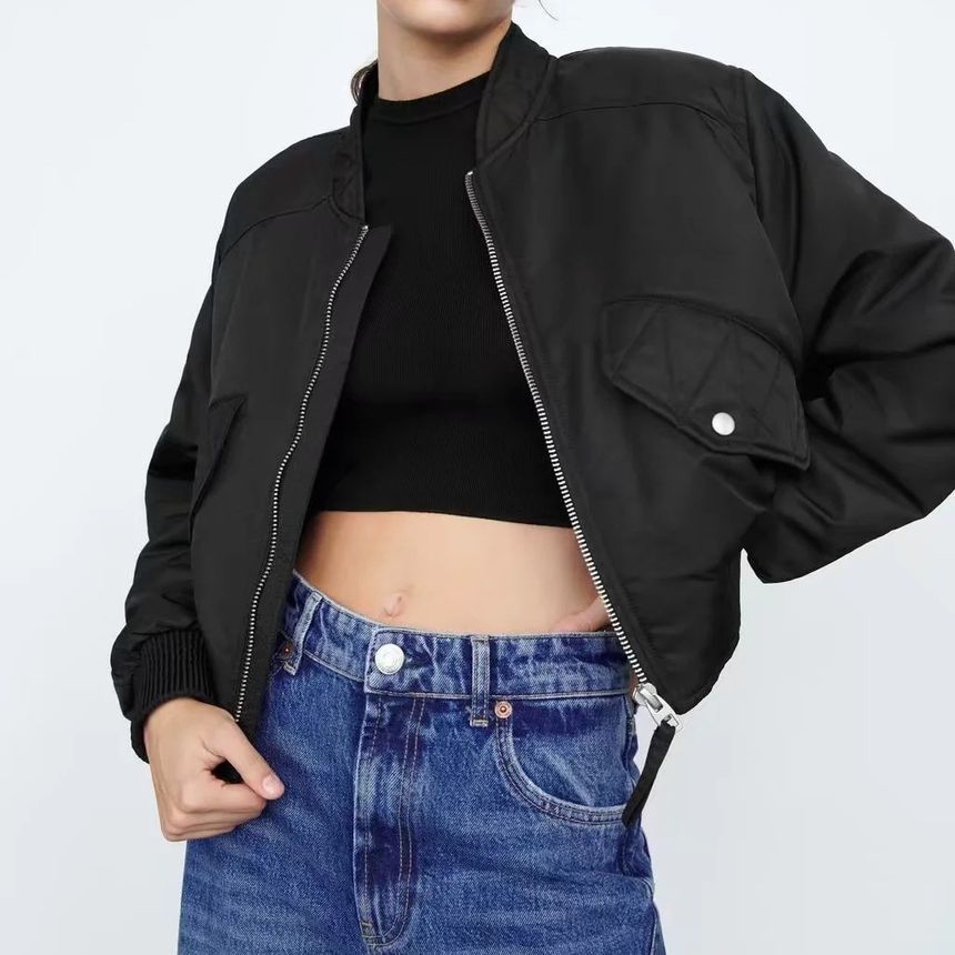 Reknovine - Lange mouwen effen cropped bomberjack