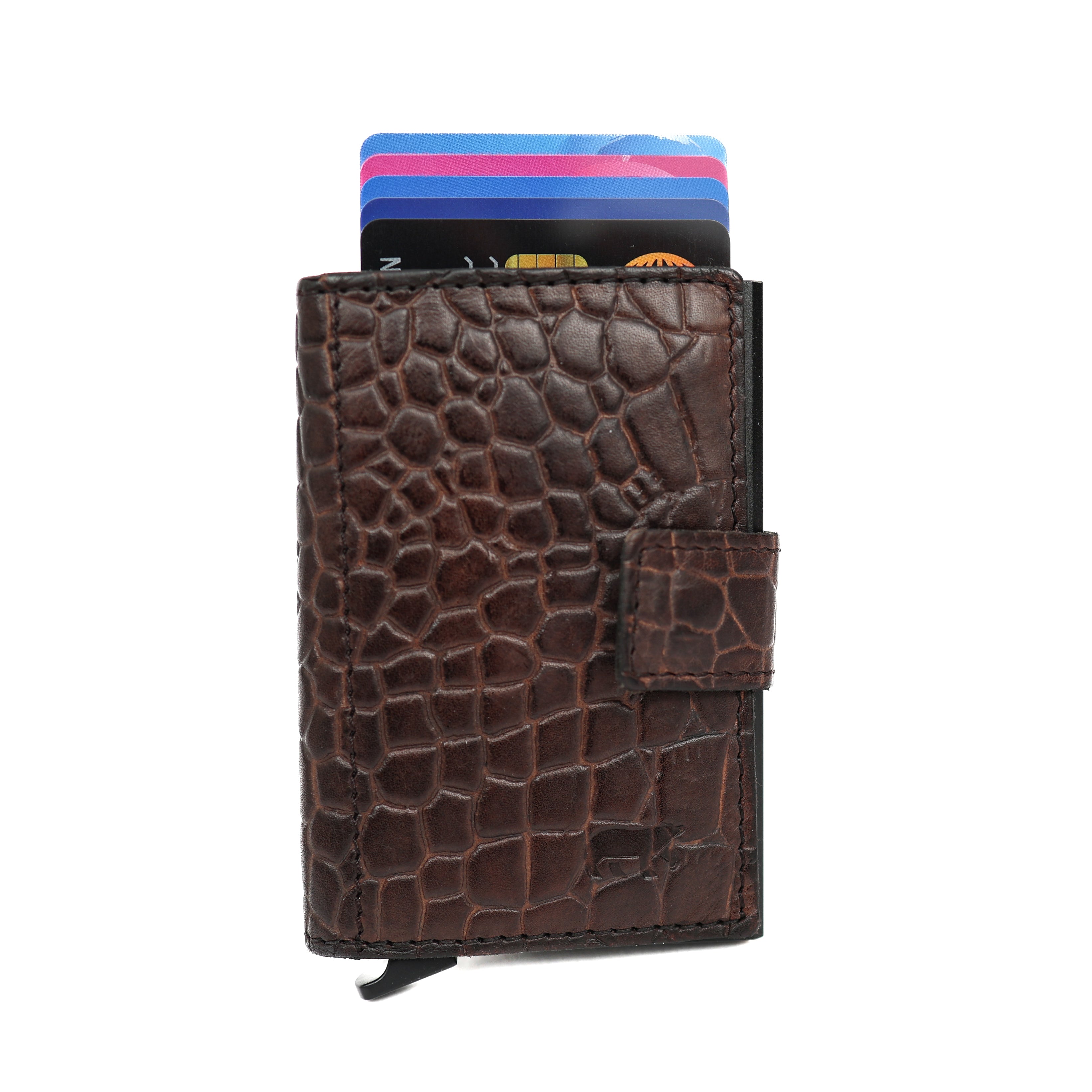 RFID Pasjeshouder 'Pip' donkerbruin croco Croco Bruin