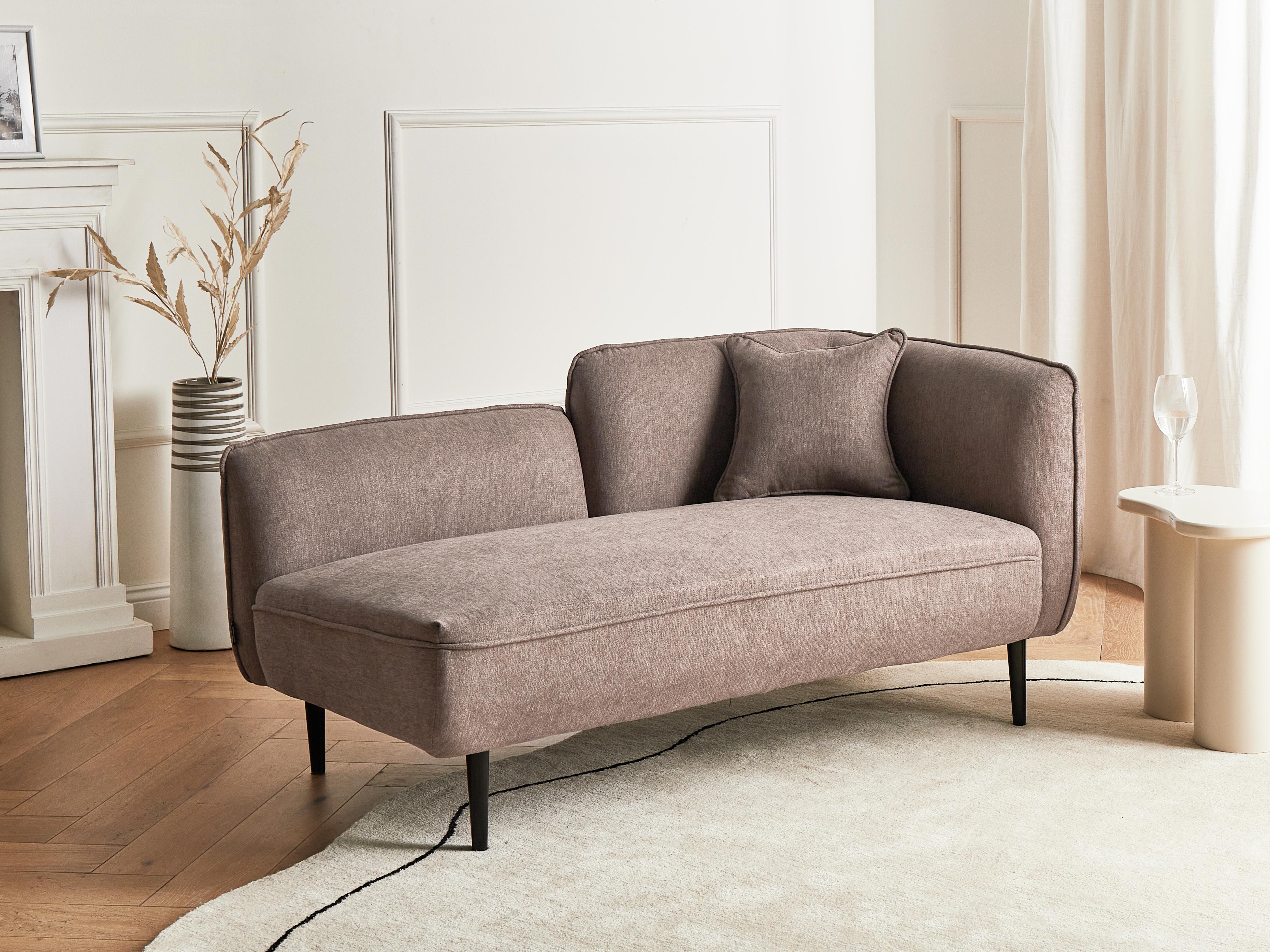 Rechtszijdige chaise longue CHEVANNES Stof Lichtbruin