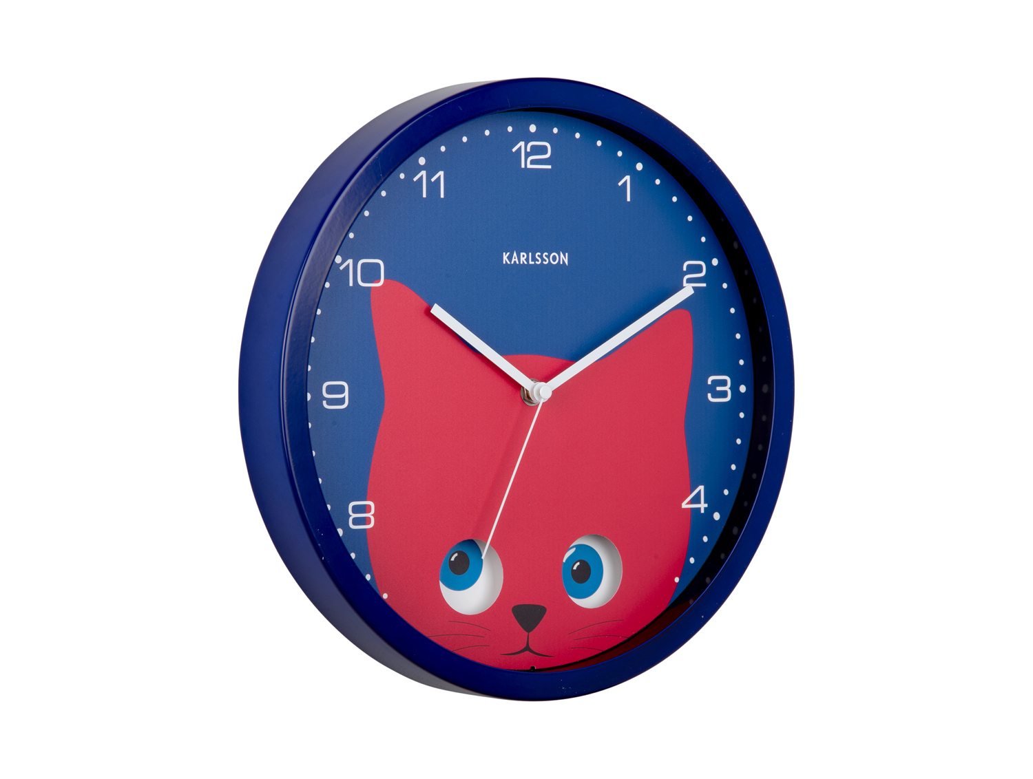 Wall clock Peekaboo Cat dark blue
