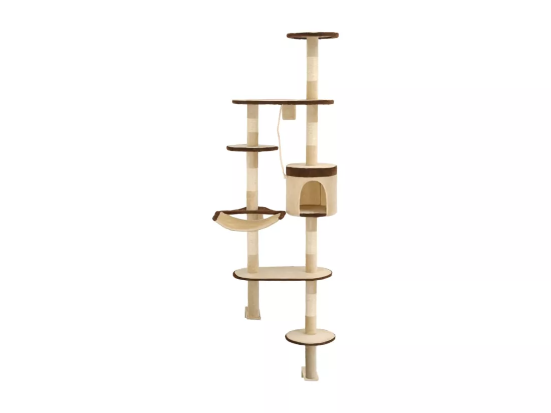 Arbre à chat en sisal Montage mural 194 cm Beige et marron