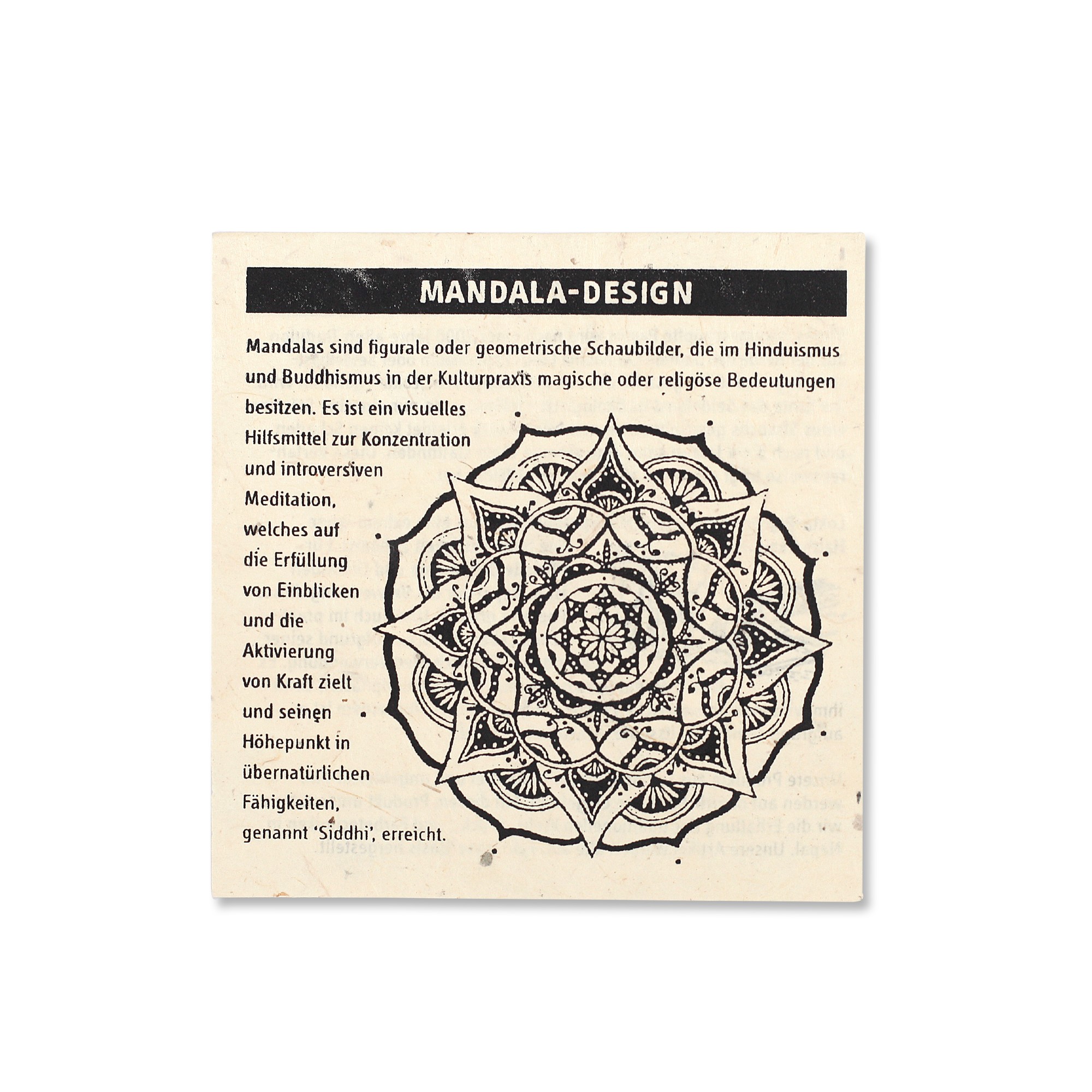 Lokta Box Mandala, weiß, schwarz, T 11 cm, B 11 cm, H 5,5 cm von fischer's lagerhaus