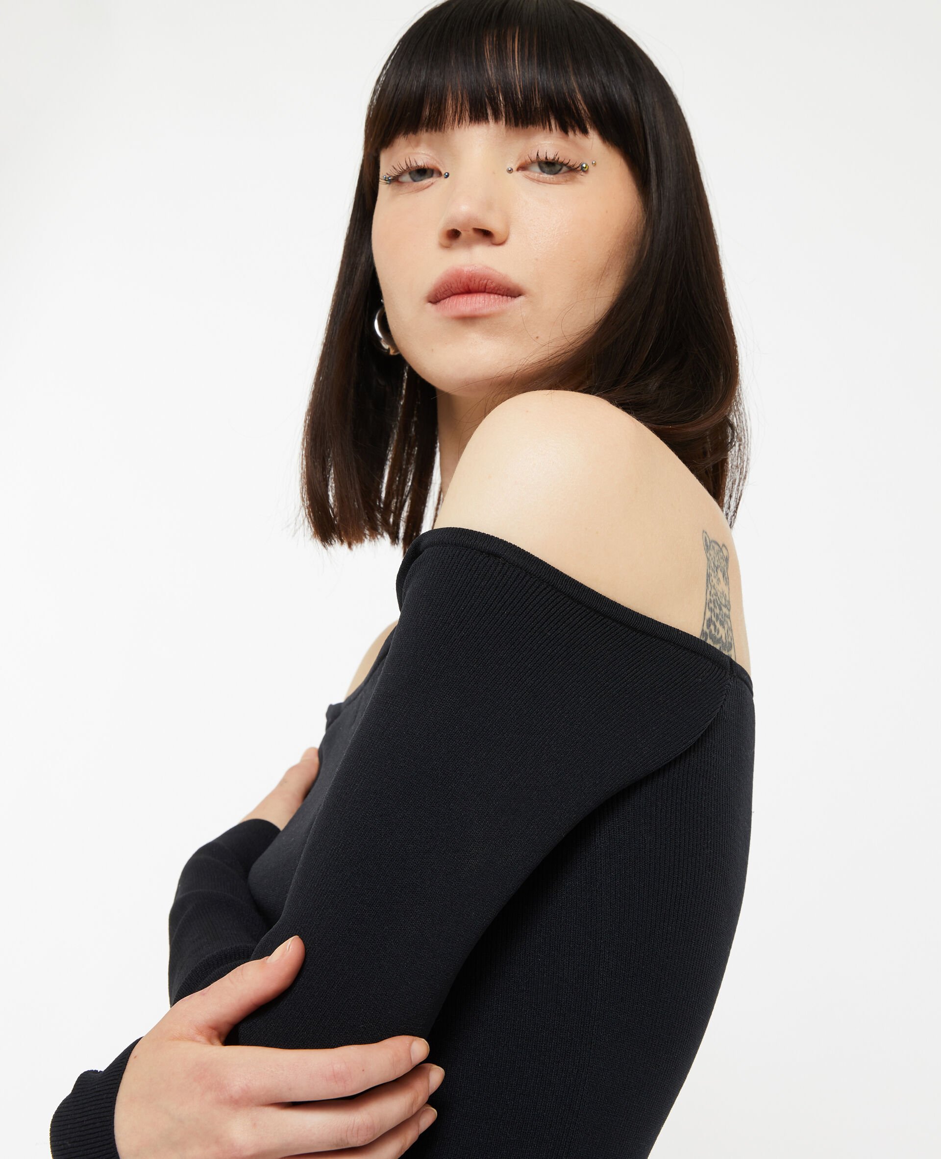 Pull encolure Bardot - Noir