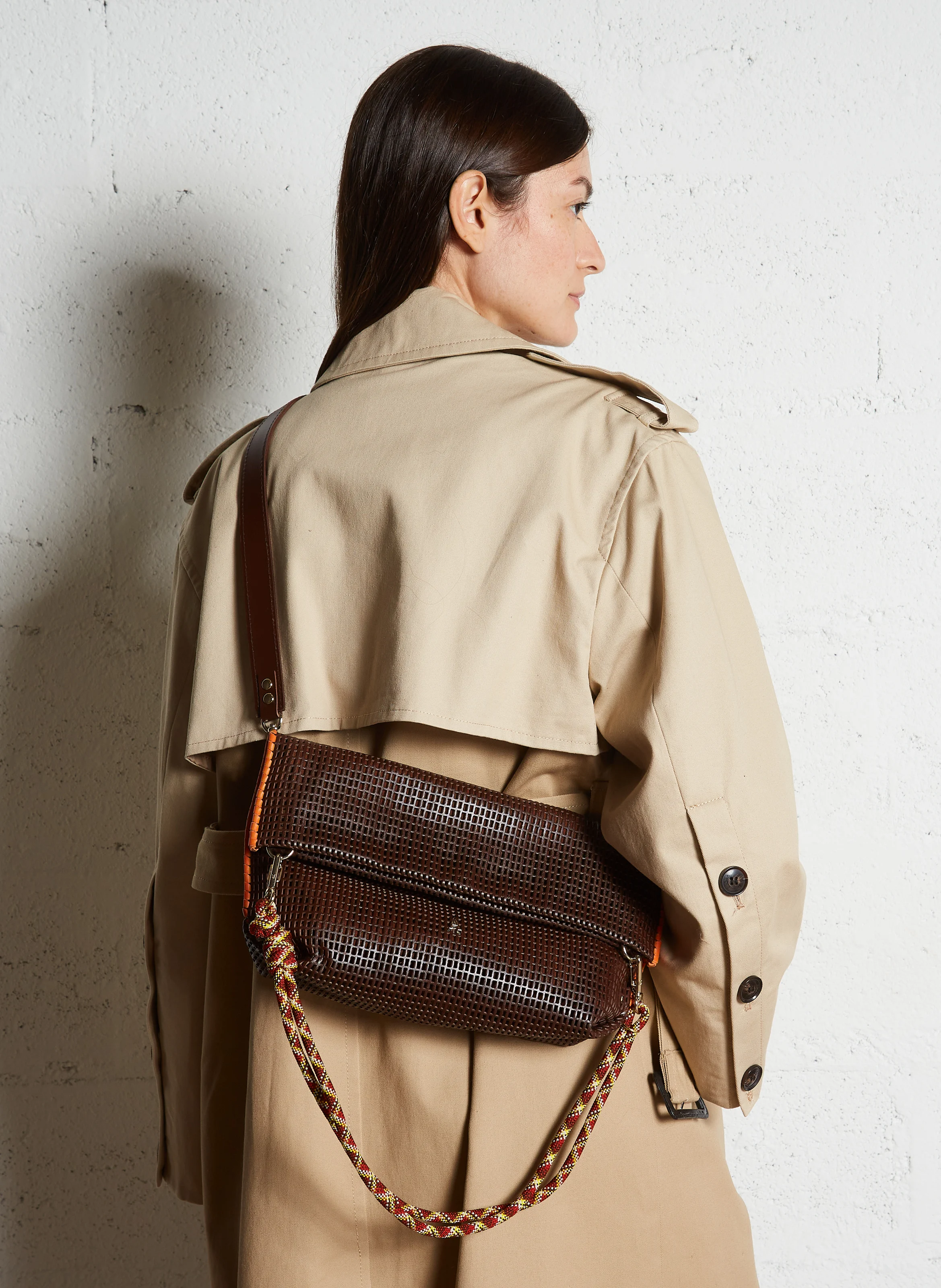 MID - Sac bandoulière en cuir ajouré | Marron