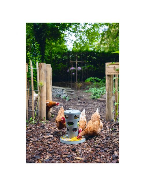 Beeztees Voertoren - Kippen - 30x30x36 cm Grijs Groen
