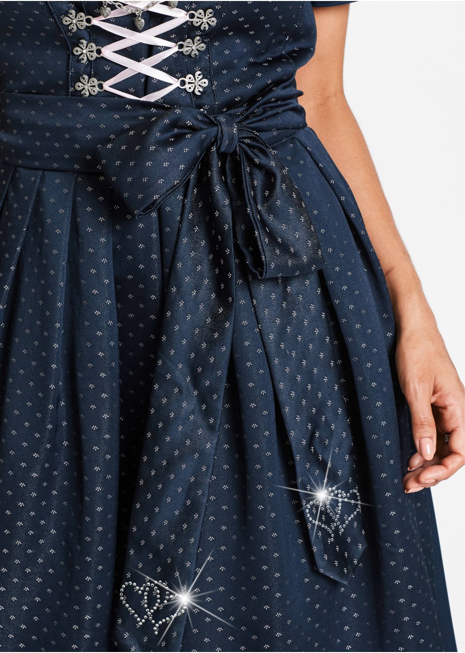 Dirndl à tablier satin brodé (Ens. 2 pces.)