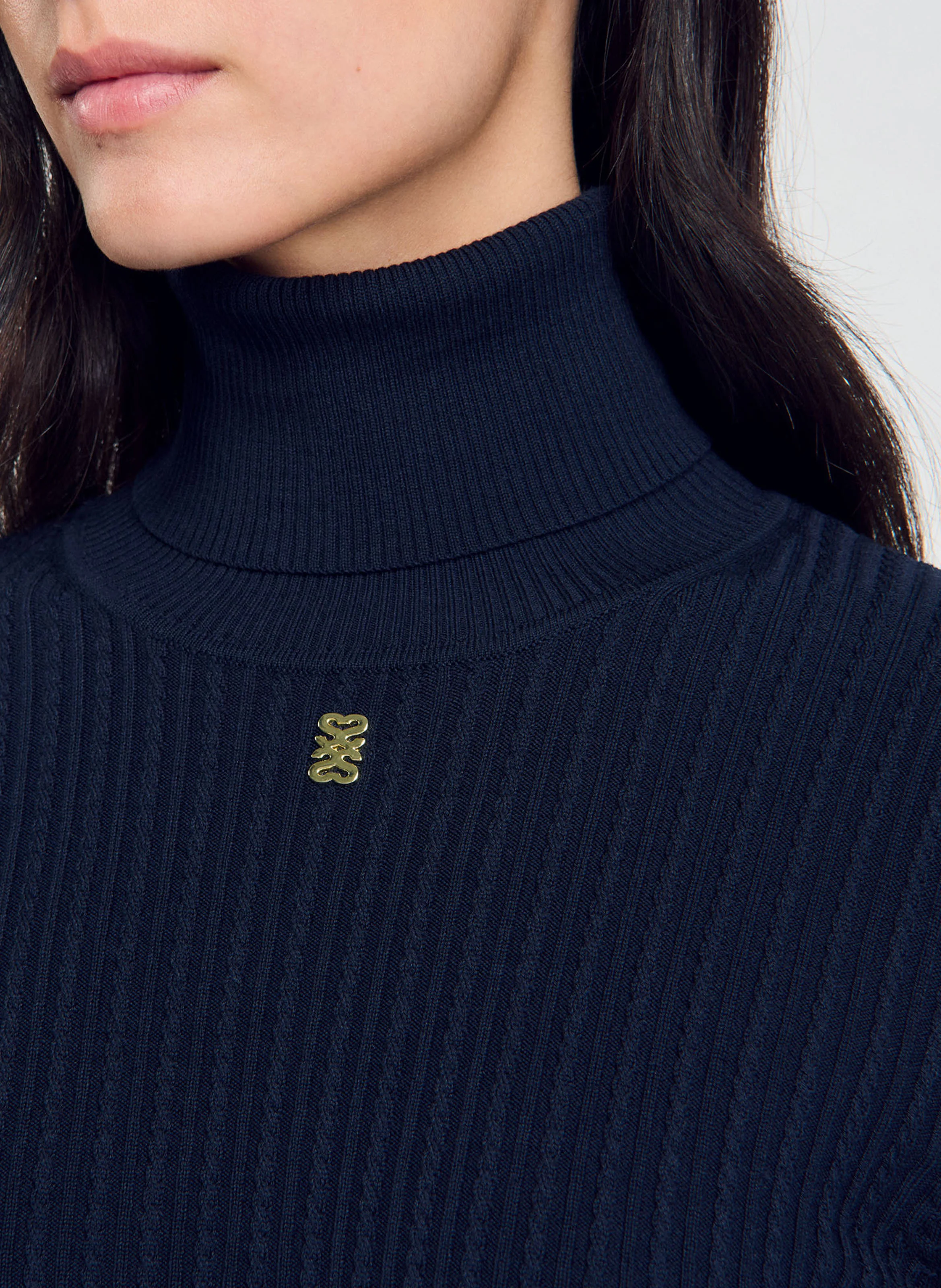 Pull col roulé| Bleu