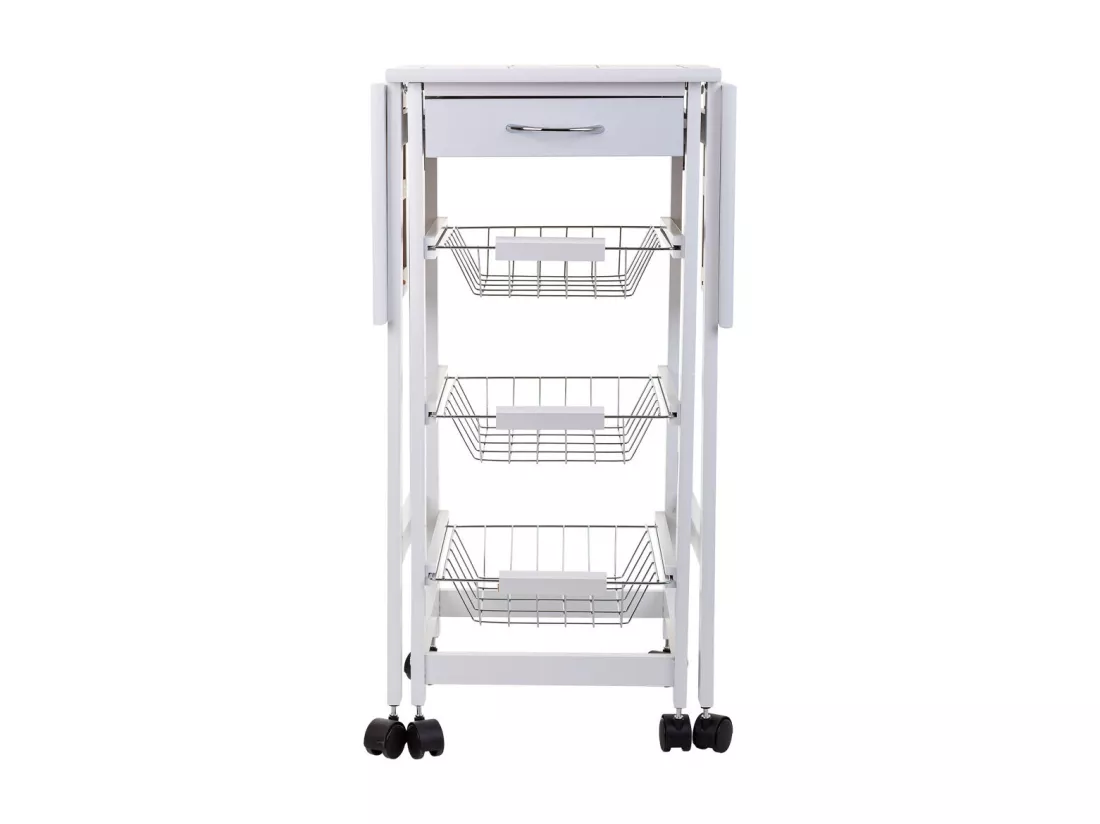 Chariot de cuisine en bois blanc 37/91x37x79h