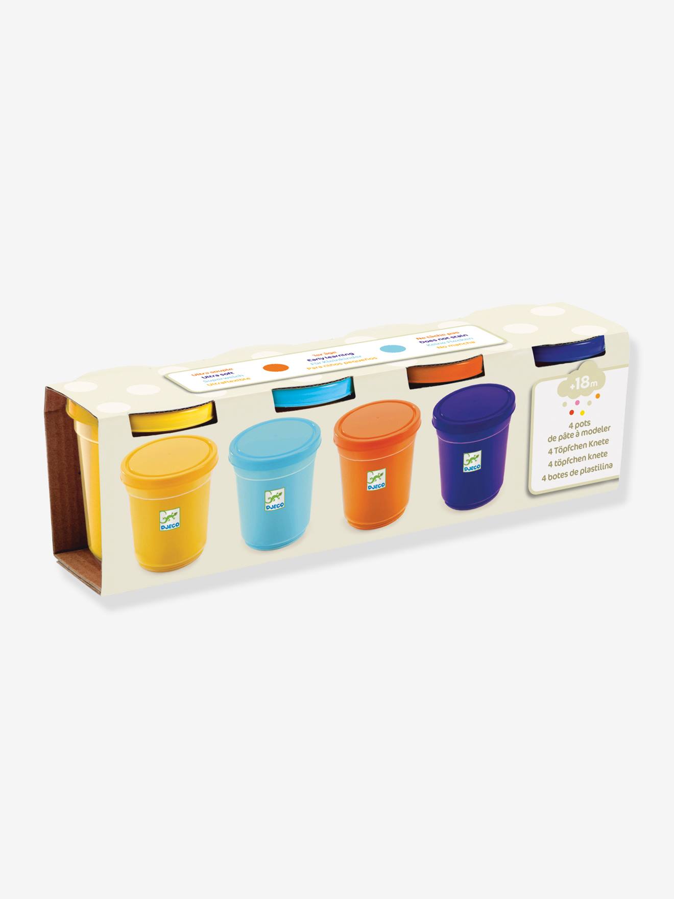 4 latas de massinha de modelar multicolorida Nature DJECO