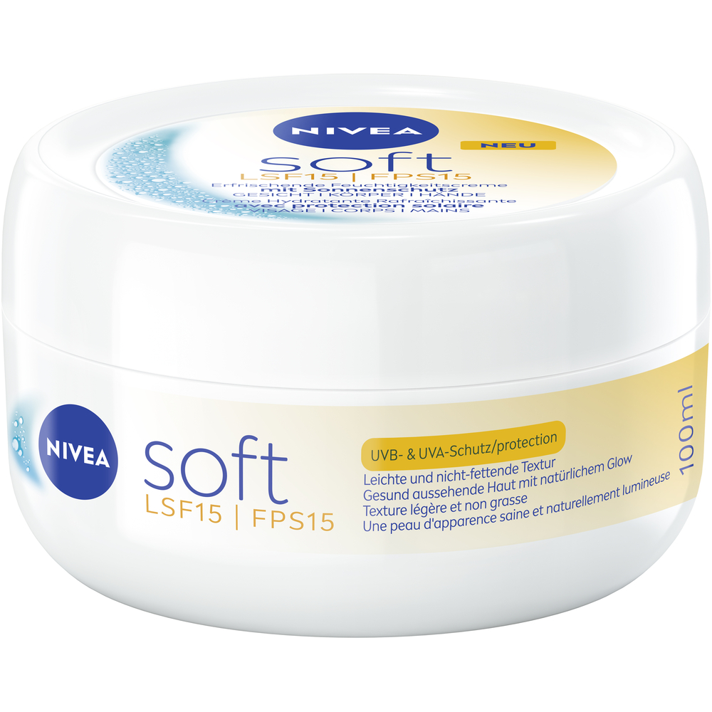 Nivea Feuchtigkeitscreme<br>100 ml, Topf, Creme, Soft erfrischend LSF15