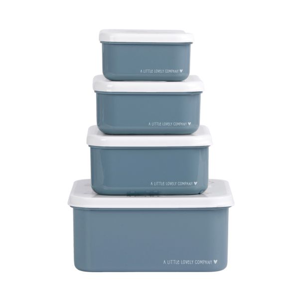 A Little Lovely Company Lunch & Snack Box Set - Vehicles - Lichtblauw