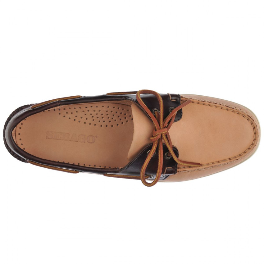DOCKSIDES PORTLAND VEGTAN HAND COLLAR BRUSHED NATURAL DK BROWN-Chaussures bateau pour homme en cuir Portland
