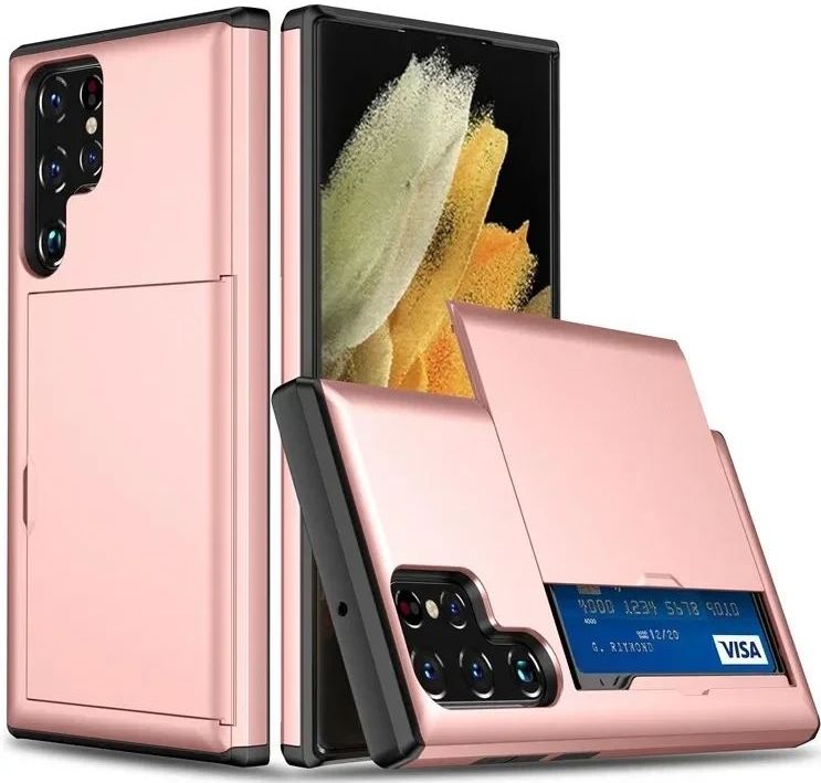 Samsung - Galaxy S25 Ultra - Hoesje met Kaarthouder - Roze - TPU en Hard Plastic