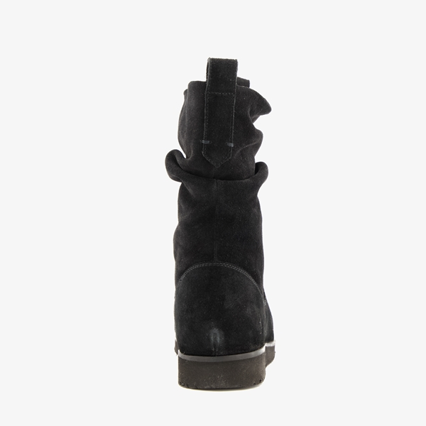 Hush Puppies suede dames enkellaarsjes zwart