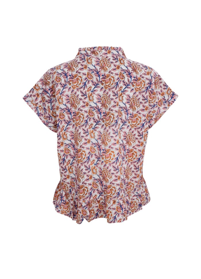 Black Colour Bcflora Ruffle S/S Blouse fairy flower