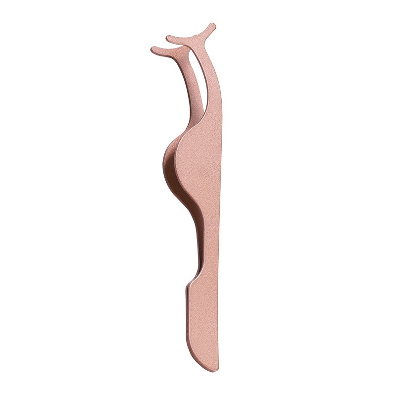 Karbonstahl Wimpern Pinzette gebogene Spitze Eyelash Make Up Tool Wimpernklemme - Roségold