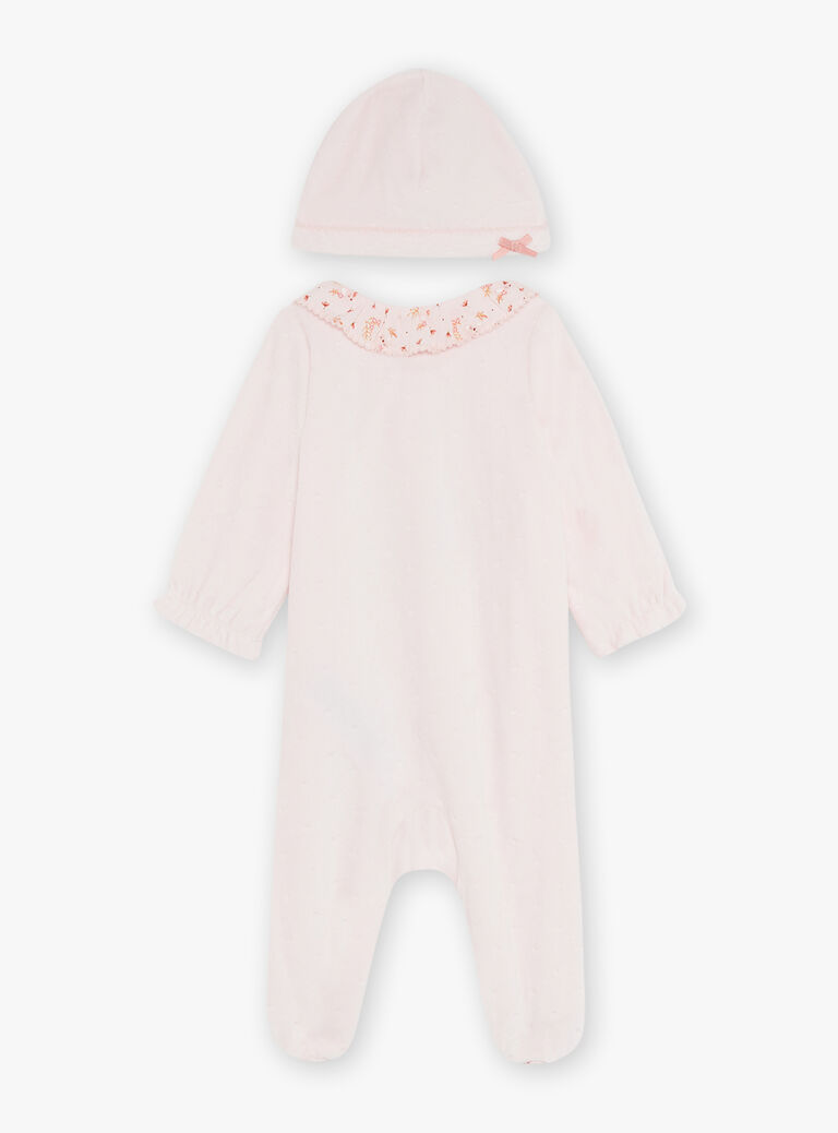 Pyjama et bonnet en velours rose clair