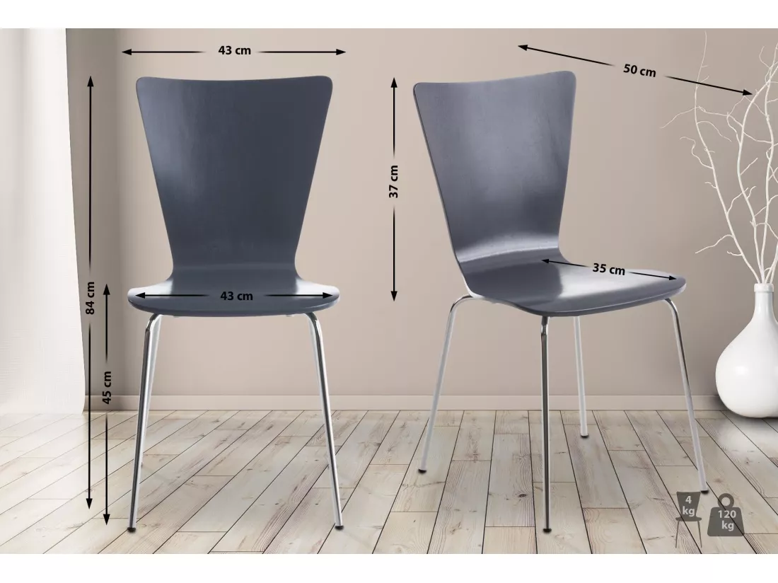 Chaise de conférence - Bois - Gris - Aaron