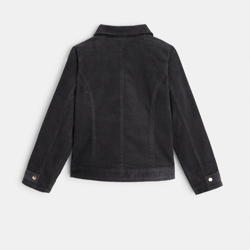 Veste de biker velours Lili Gaufrette gris fille