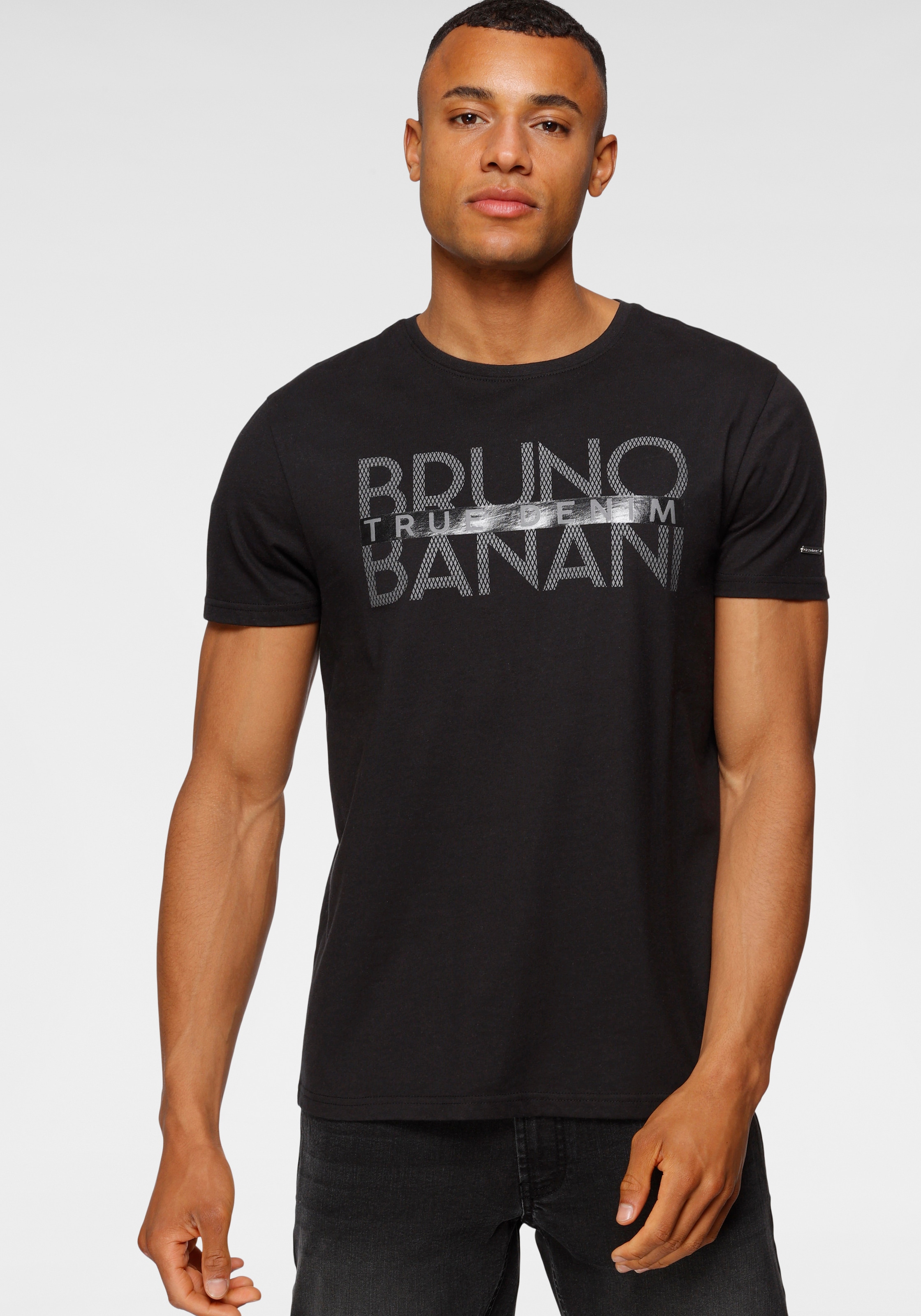Bruno Banani T-Shirt , kurzärmelig,  schmal geschnitten,  bedruckt,  aus Baumwolle