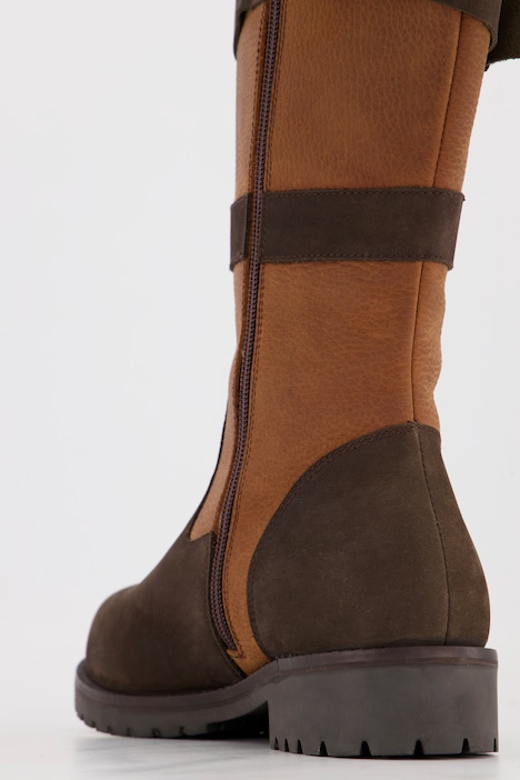 Lederstiefel, XXL-Schaft, Ledermix, Fleecefutter, Weite H