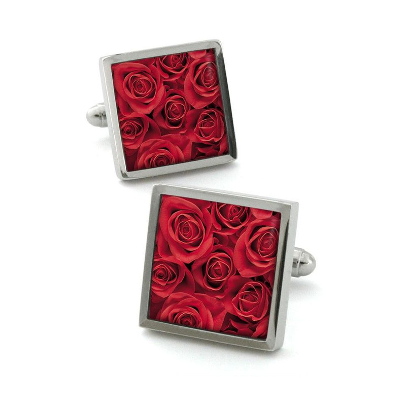 Bouton de manchette Robert Charles Rose rouge