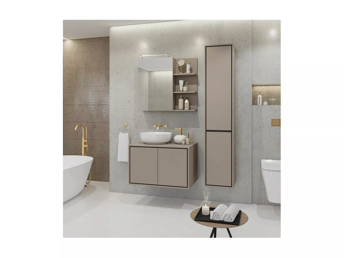 Miroir avec rangements de salle de bain GOBI coloris marron