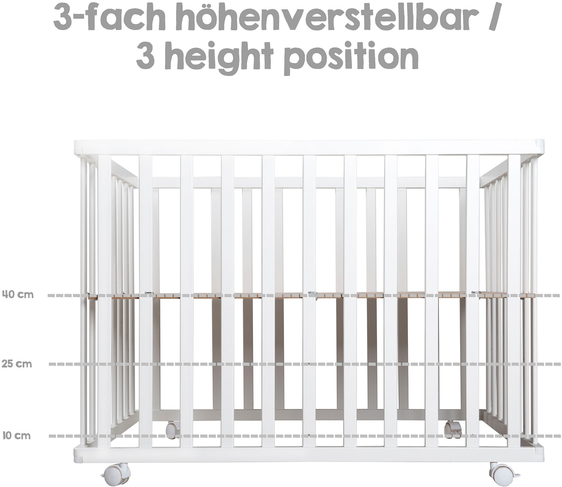 roba® Laufgitter »Adam & Eule, weiss, 75x100 cm« bis 15 kg mit Stoffeinlage; Rollen, höhenverstellbar