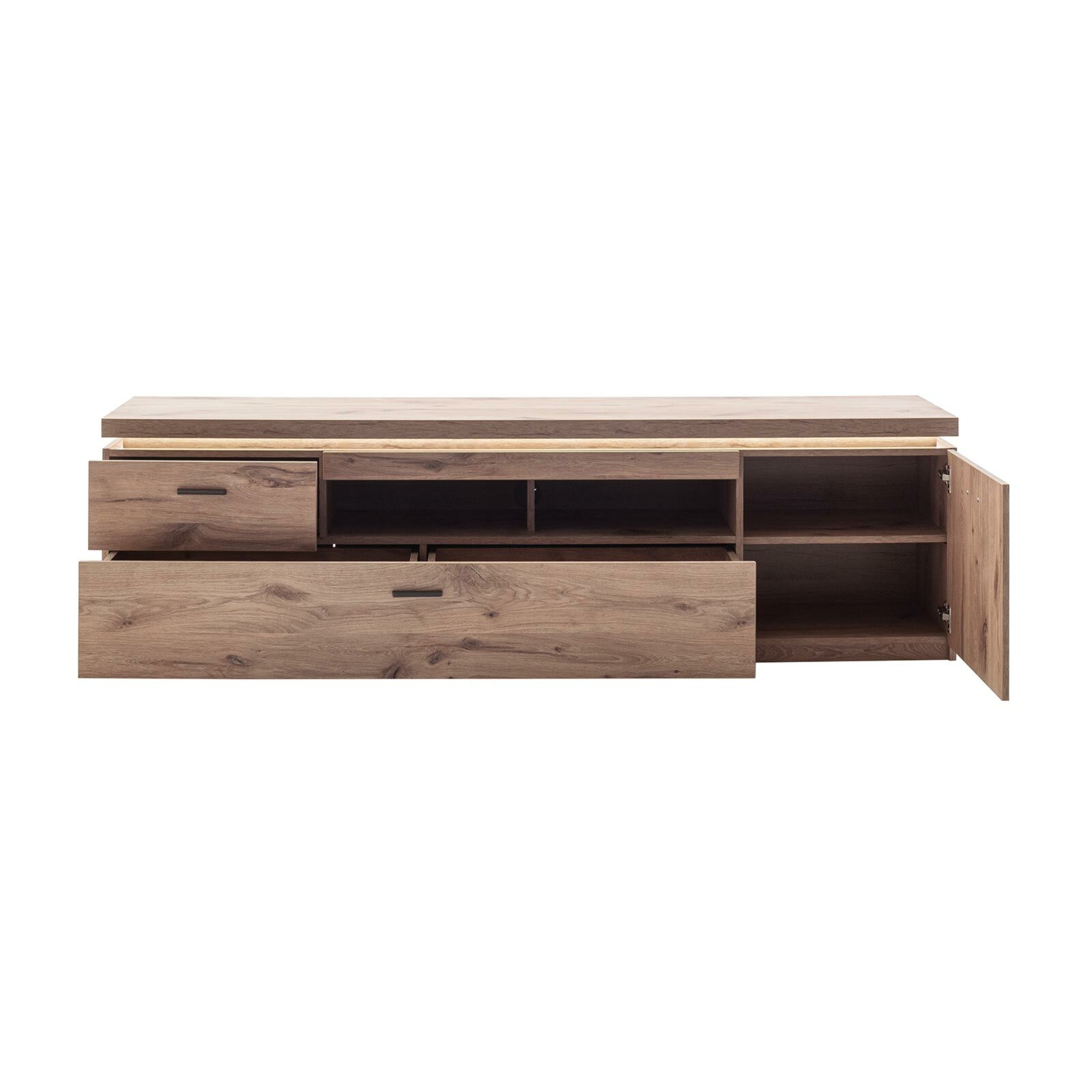 4-teiliges-Wohnwand-Set - Viking Oak - mit LED-Beleuchtung