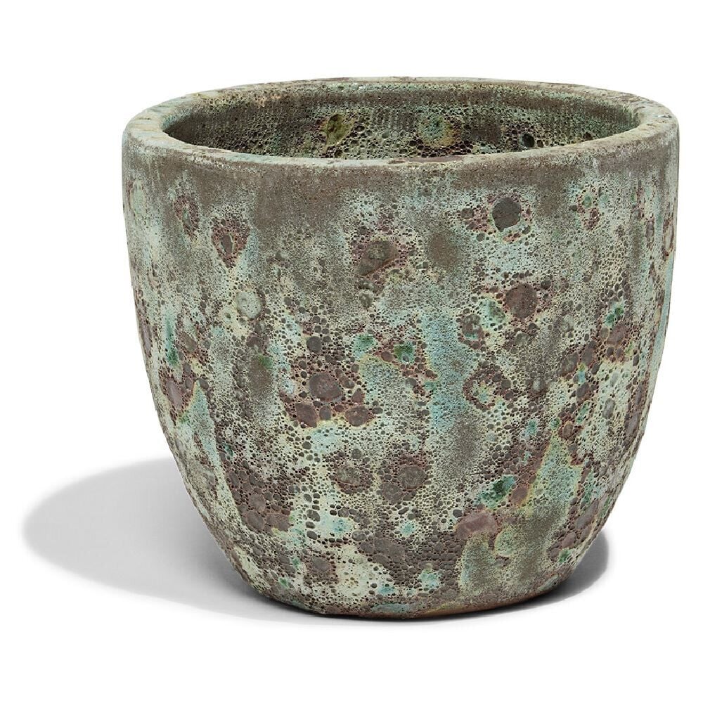 Pot argile émaillage vert et marron Ø36cm