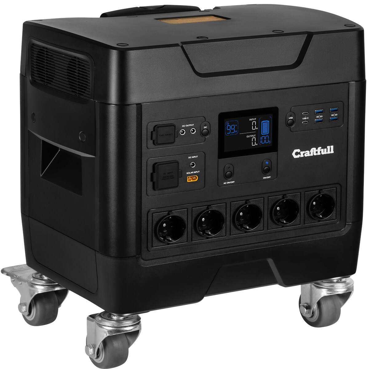 Craftfull Powerstation Fast Charge PS3600, 2.000 Watt, Trolley-Funktion, LiFePO4, USB, 12 V, 230 V (Classic)