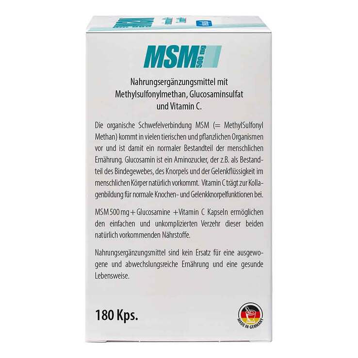 MSM 500 mg + Glucosamine Kapseln, 180 St